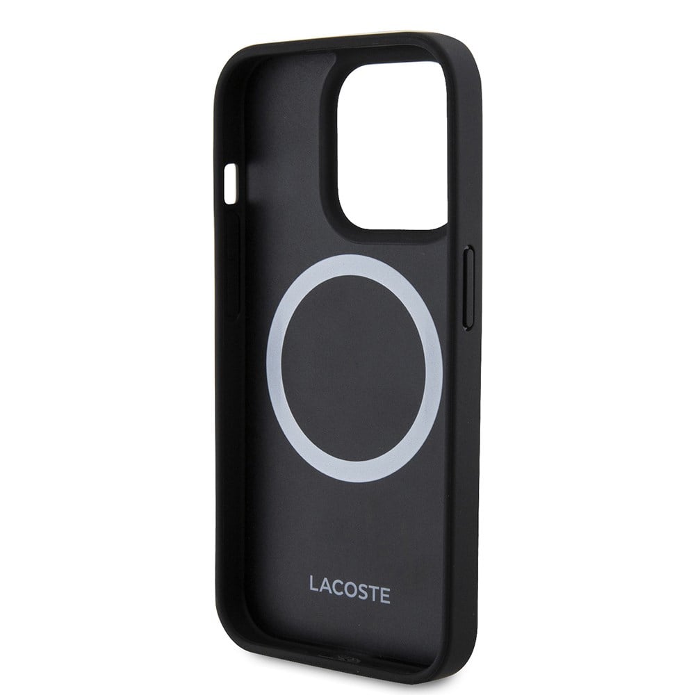 Apple iPhone 15 Pro Max Kılıf Lacoste Orjinal Lisanslı PU Pike Desenli Arka Yüzey İkonik Timsah Dokuma Logolu Kapak + Type-C Kablo 1.5m