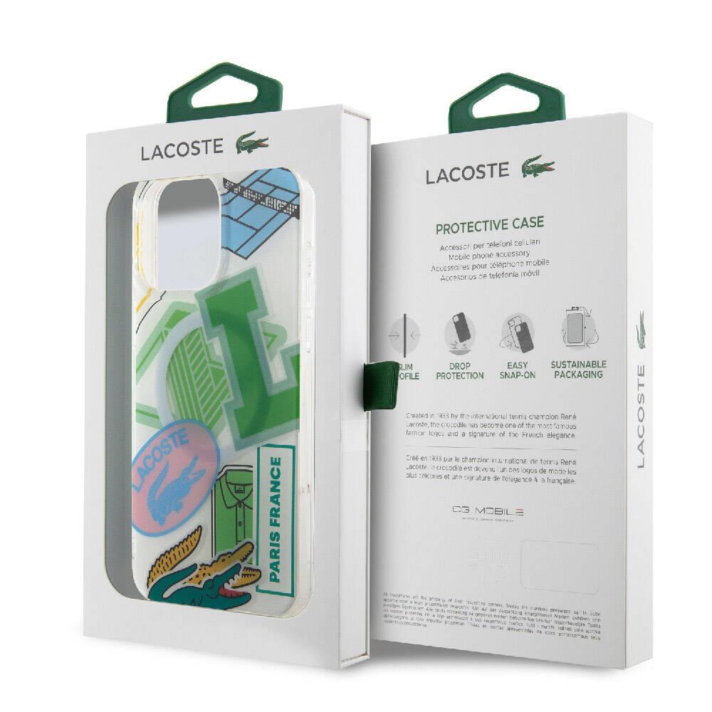 Apple iPhone 15 Pro Max Kılıf Lacoste Orjinal Lisanslı M-safe Şarj Özellikli Çift Katmanlı Yamalar Desenli Kapak