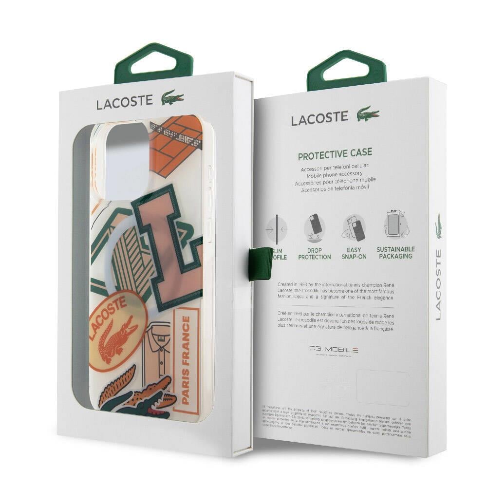 Apple iPhone 15 Pro Max Kılıf Lacoste Orjinal Lisanslı M-safe Şarj Özellikli Çift Katmanlı Yamalar Desenli Kapak