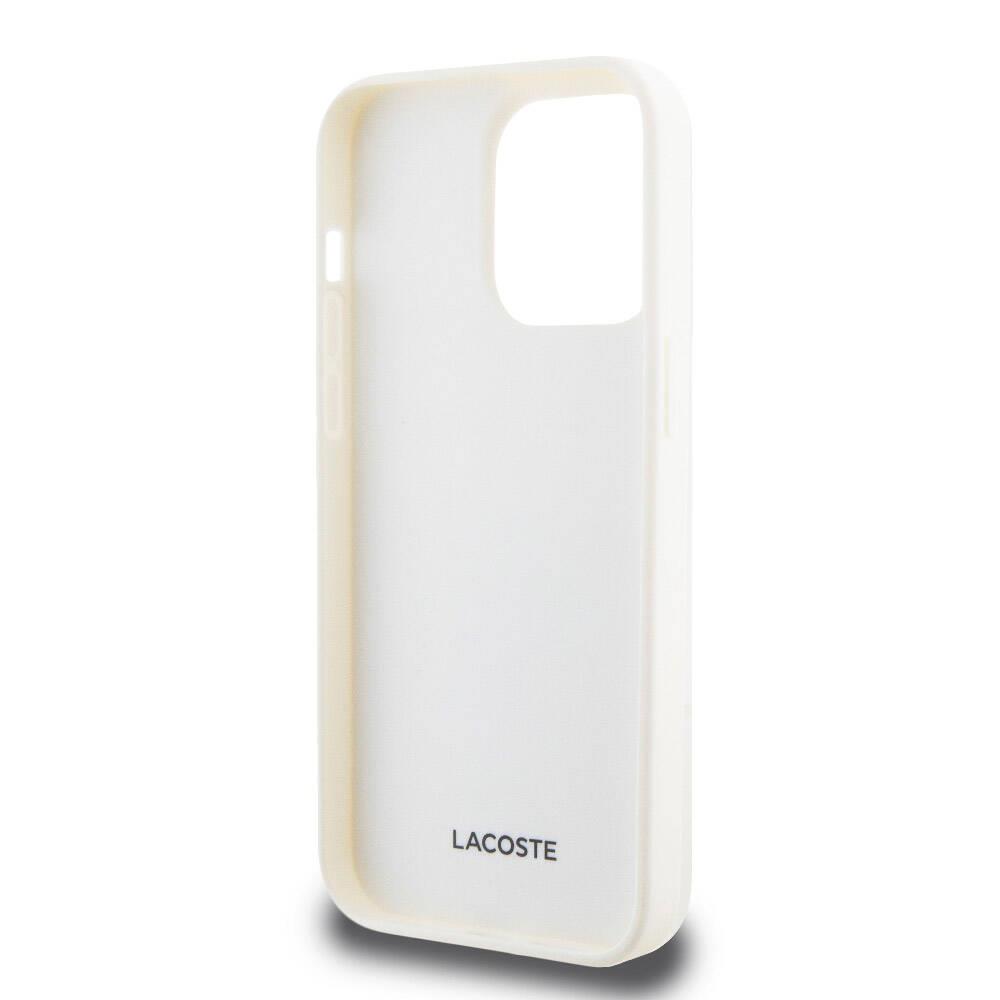 Apple iPhone 15 Pro Max Kılıf Lacoste Orjinal Lisanslı M-safe Şarj Özellikli PU Deri Görünümlü Kartlıklı Karışık Monogram Desenli Kapak