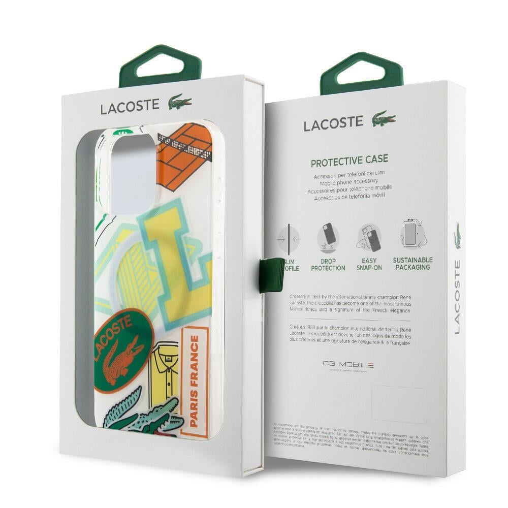 Apple iPhone 15 Pro Max Kılıf Lacoste Orjinal Lisanslı M-safe Şarj Özellikli Çift Katmanlı Yamalar Desenli Kapak