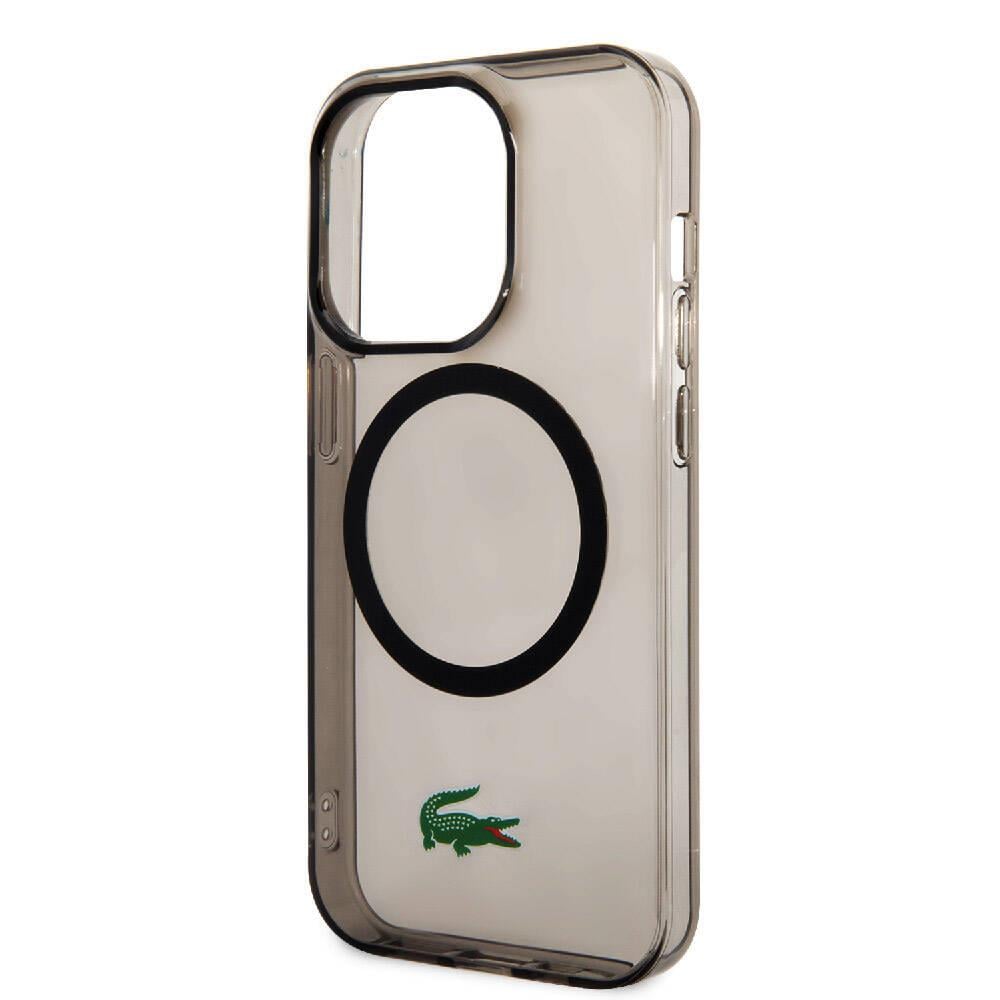 Apple iPhone 15 Pro Max Kılıf Lacoste Orjinal Lisanslı M-safe Şarj Özellikli Transparan Timsah Logo Baskılı Kapak