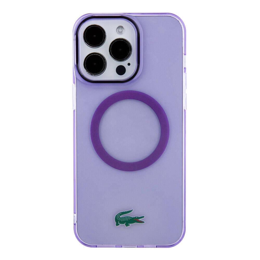 Apple iPhone 15 Pro Max Kılıf Lacoste Orjinal Lisanslı M-safe Şarj Özellikli İkonik Timsah Logolu Hard Parme Kapak