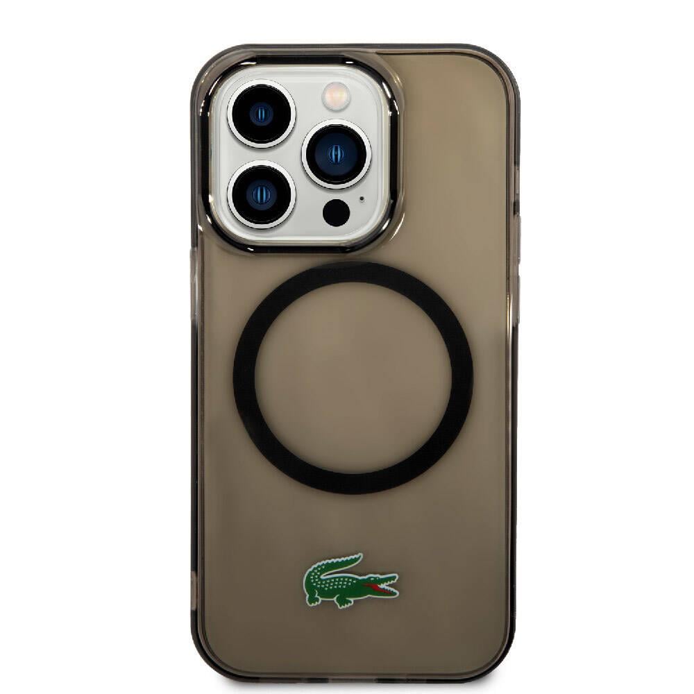 Apple iPhone 15 Pro Max Kılıf Lacoste Orjinal Lisanslı M-safe Şarj Özellikli Transparan Timsah Logo Baskılı Kapak