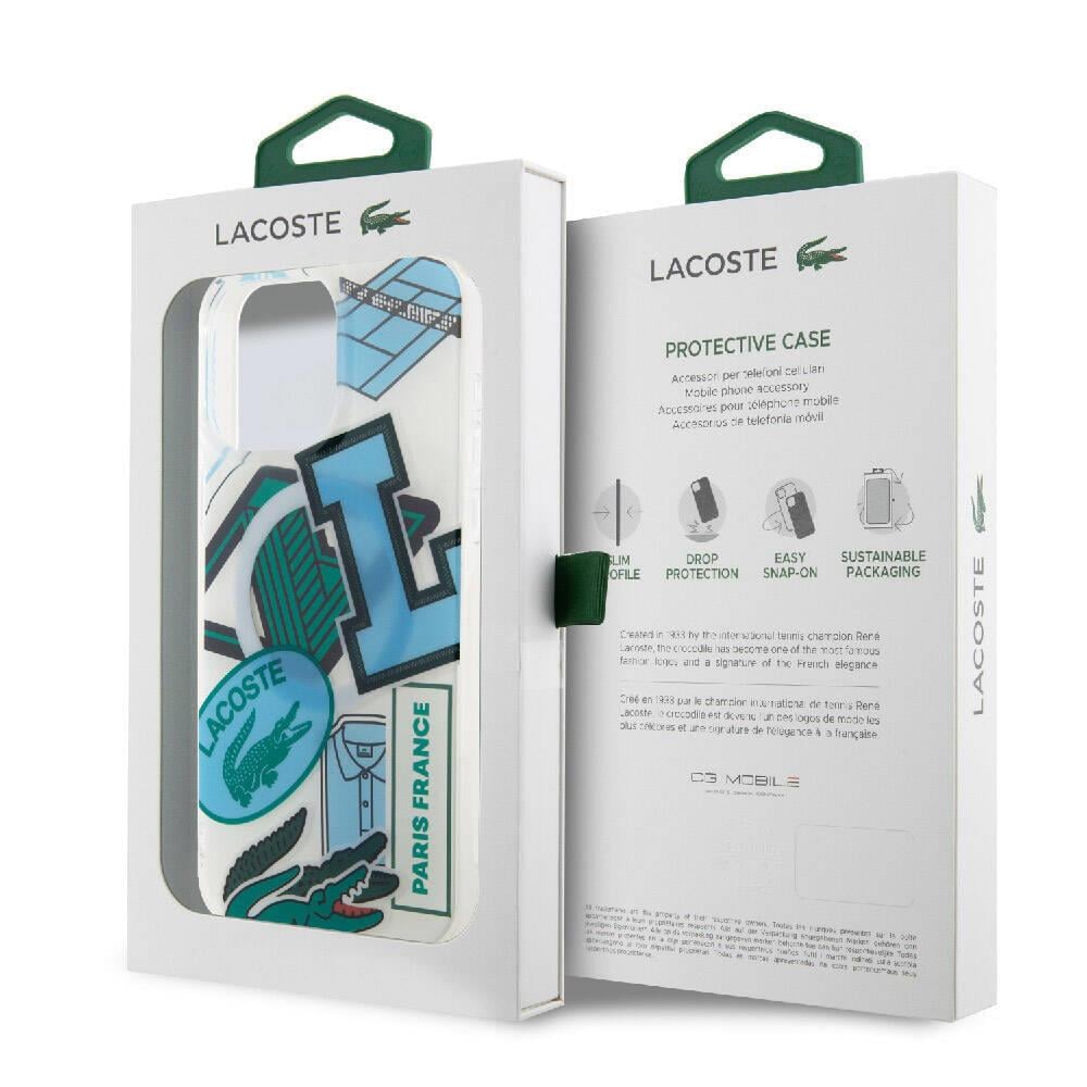 Apple iPhone 15 Pro Max Kılıf Lacoste Orjinal Lisanslı M-safe Şarj Özellikli Çift Katmanlı Yamalar Desenli Kapak