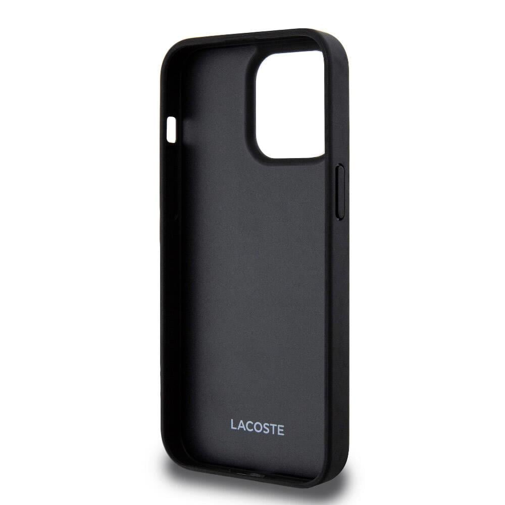 Apple iPhone 15 Pro Max Kılıf Lacoste Orjinal Lisanslı M-safe Şarj Özellikli PU Deri Görünümlü Kartlıklı Karışık Monogram Desenli Kapak