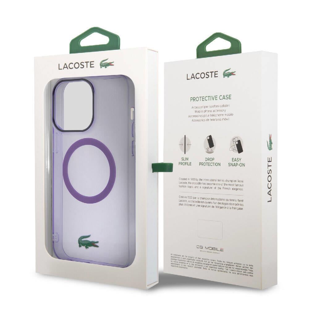 Apple iPhone 15 Pro Max Kılıf Lacoste Orjinal Lisanslı M-safe Şarj Özellikli İkonik Timsah Logolu Hard Parme Kapak