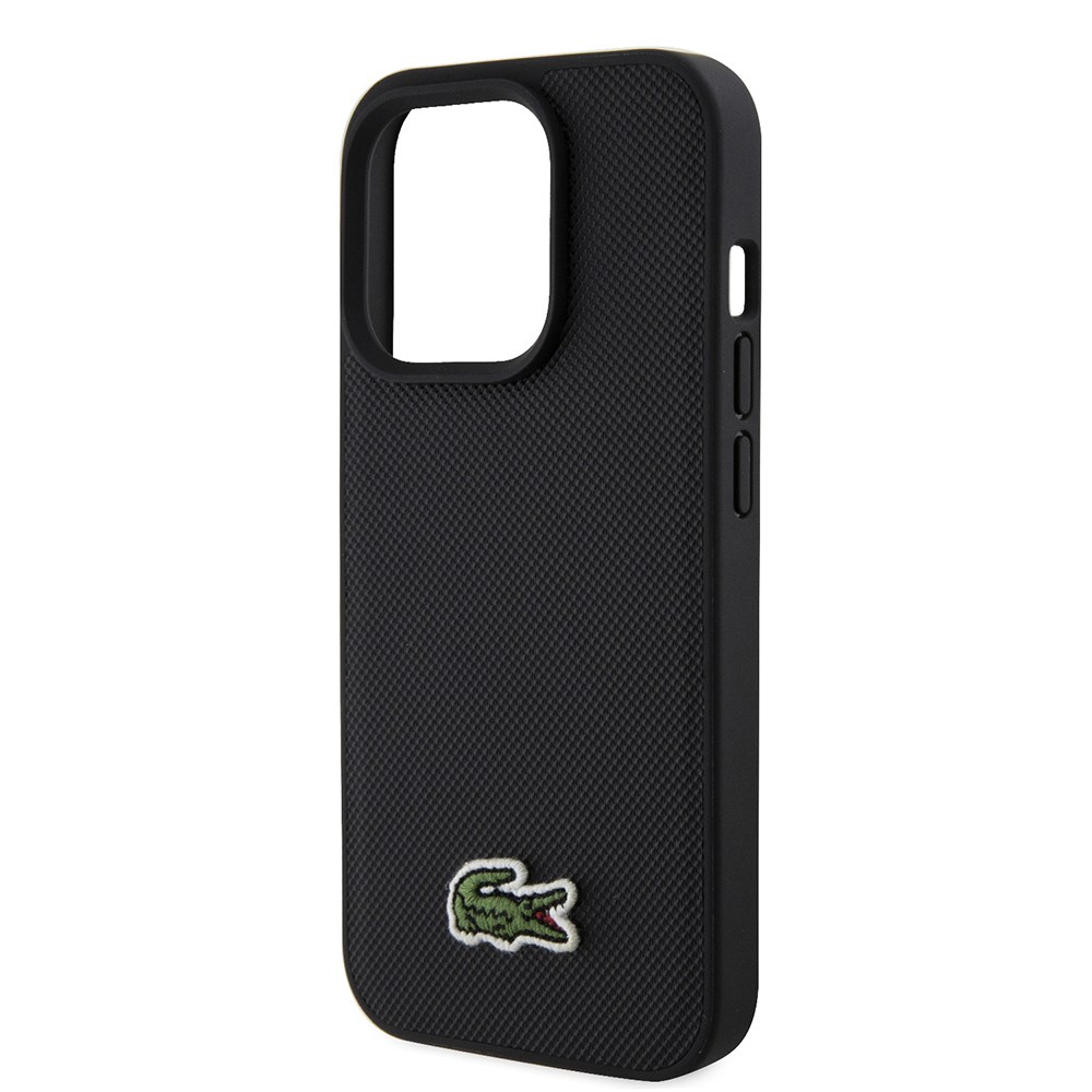 Apple iPhone 15 Pro Max Kılıf Lacoste Orjinal Lisanslı PU Pike Desenli Arka Yüzey İkonik Timsah Dokuma Logolu Kapak + Type-C Kablo 1.5m
