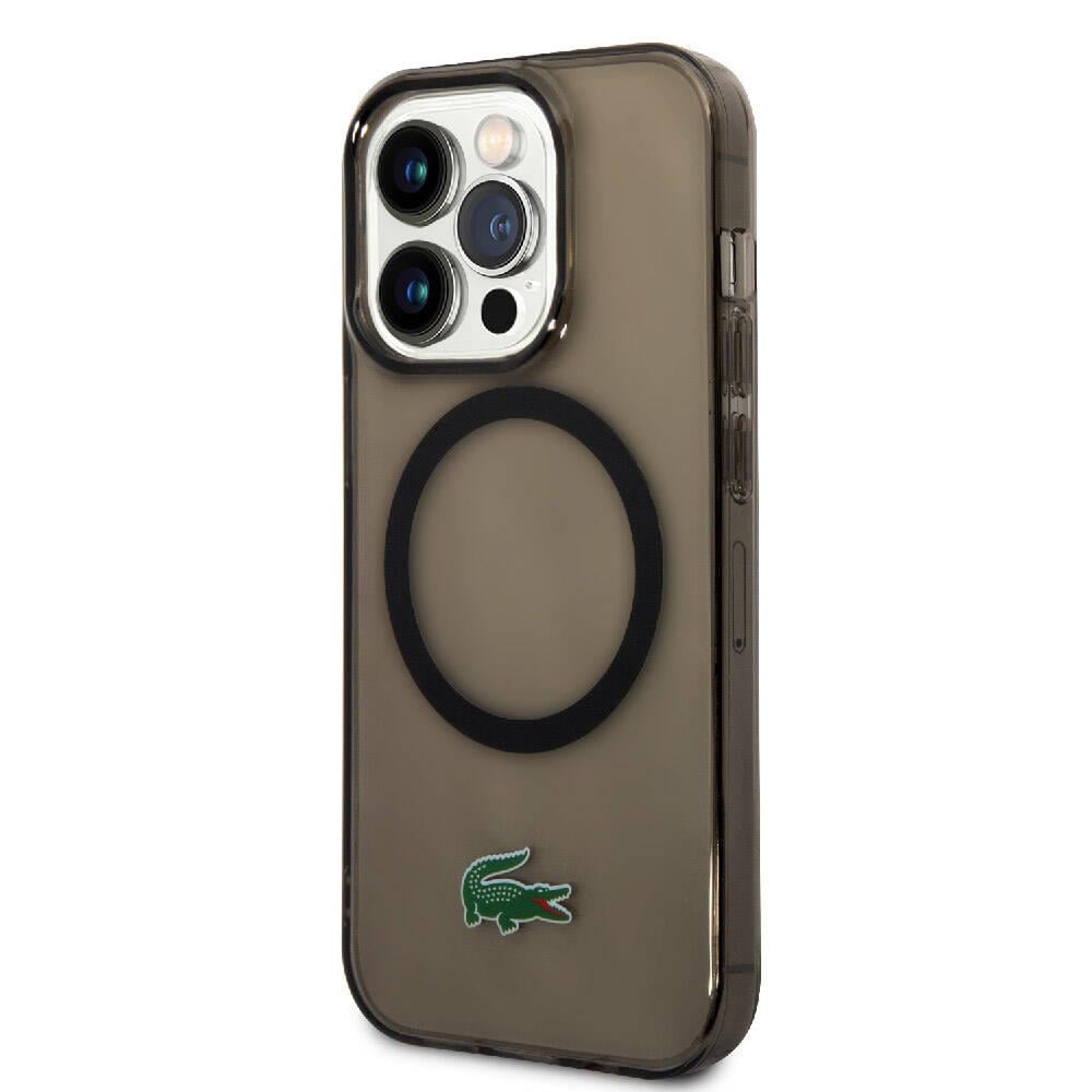 Apple iPhone 15 Pro Max Kılıf Lacoste Orjinal Lisanslı M-safe Şarj Özellikli Transparan Timsah Logo Baskılı Kapak