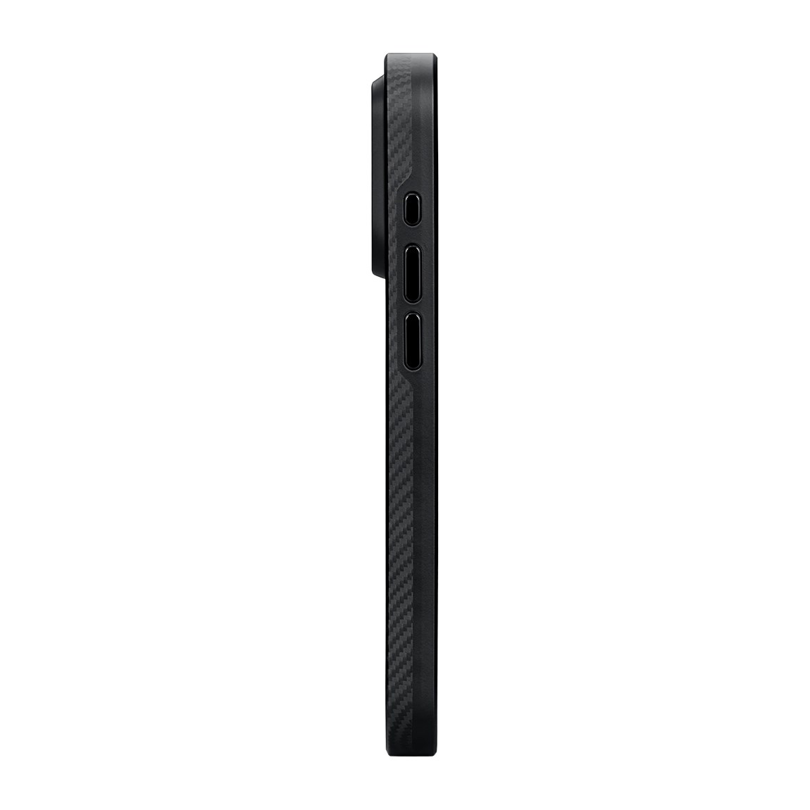 Apple iPhone 15 Pro Max Kılıf M-safe Şarj Özellikli 600D Aramid Fiber Pitaka Military-Grade Classic Serisi Black-Grey Twill Kapak