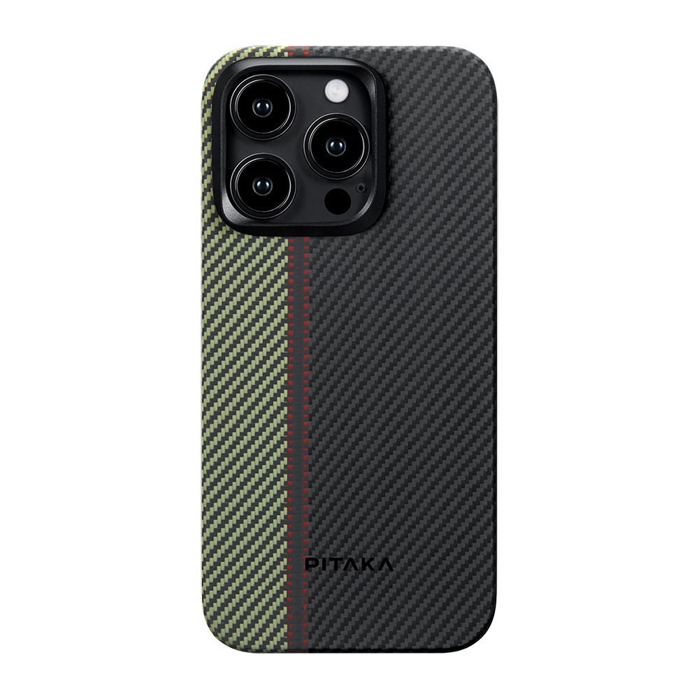 Apple iPhone 15 Pro Max Kılıf M-safe Şarj Özellikli 600D Aramid Fiber Pitaka Tactile Woven Orchestra Serisi Overture Kapak