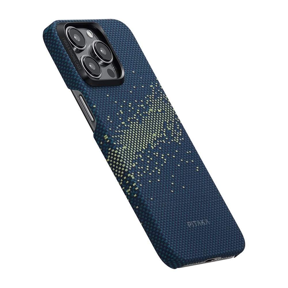 Apple iPhone 15 Pro Max Kılıf M-safe Şarj Özellikli Aramid Fiber Pitaka Tactile Woven Starpeak Serisi Milky Way Galaxy Kapak