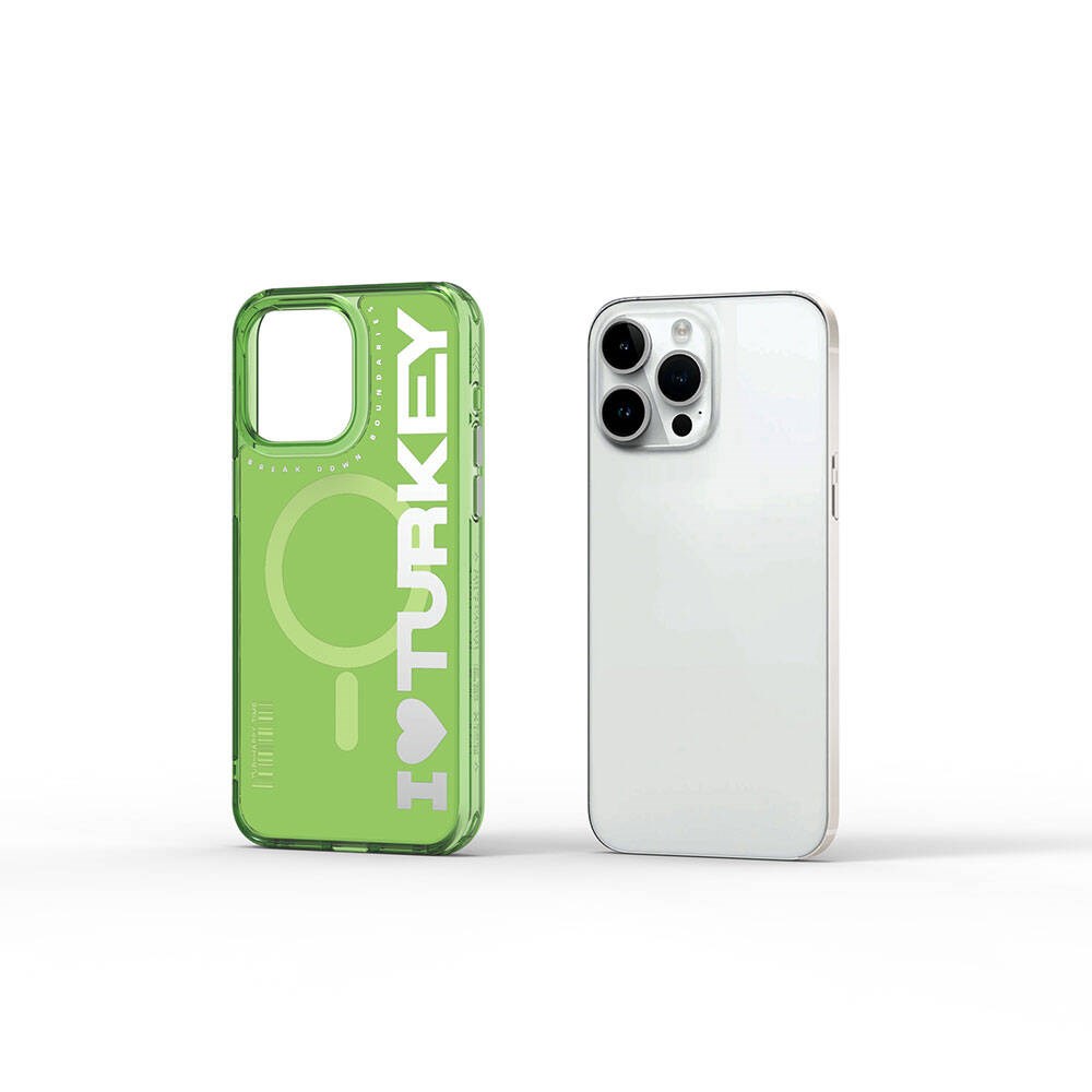 Apple iPhone 15 Pro Max Kılıf M-safe Şarj Özellikli I Love Turkey Yazı Desenli Wiwu Turkey E Serisi Kapak