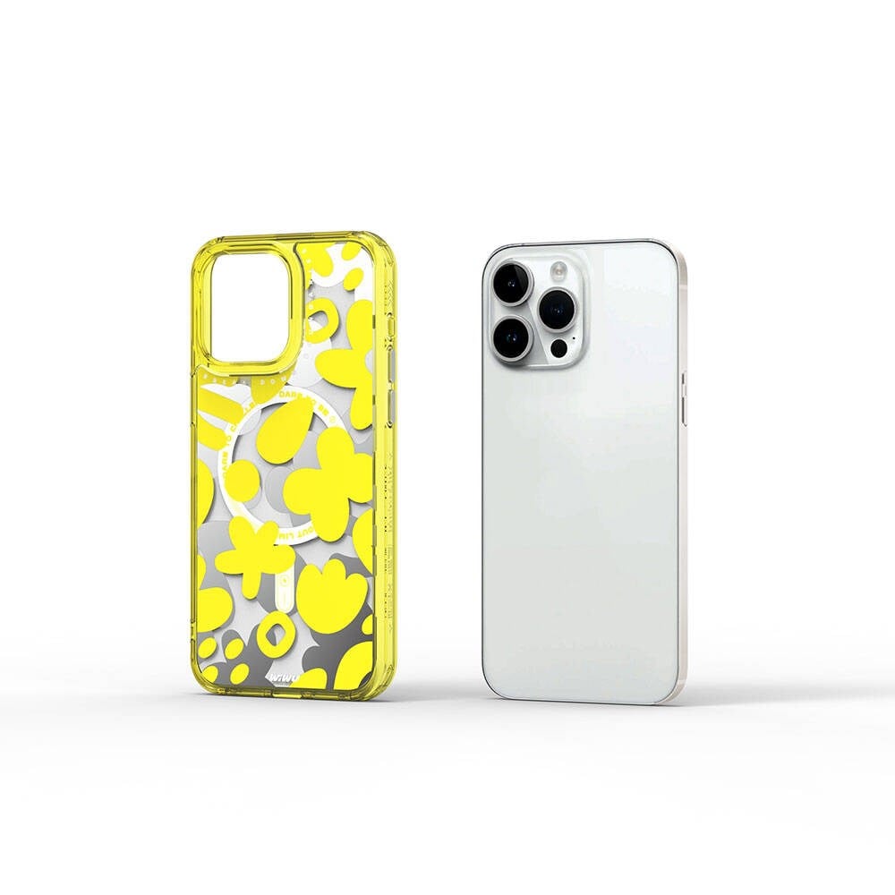 Apple iPhone 15 Pro Max Kılıf M-safe Şarj Özellikli Boya Desenli Wiwu Fluorescent G Serisi Kapak