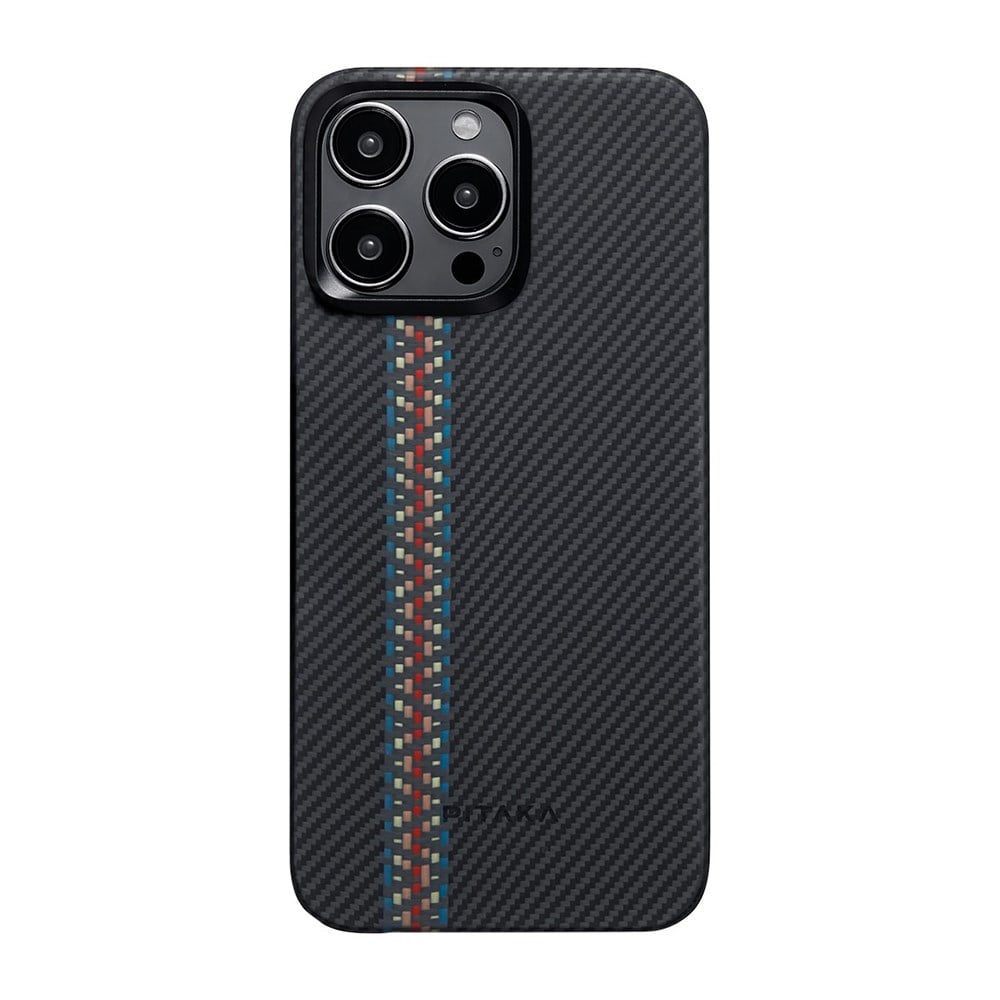 Apple iPhone 15 Pro Max Kılıf M-safe Şarj Özellikli 600D Aramid Fiber Pitaka Tactile Woven Orchestra Serisi Rhapsody Kapak