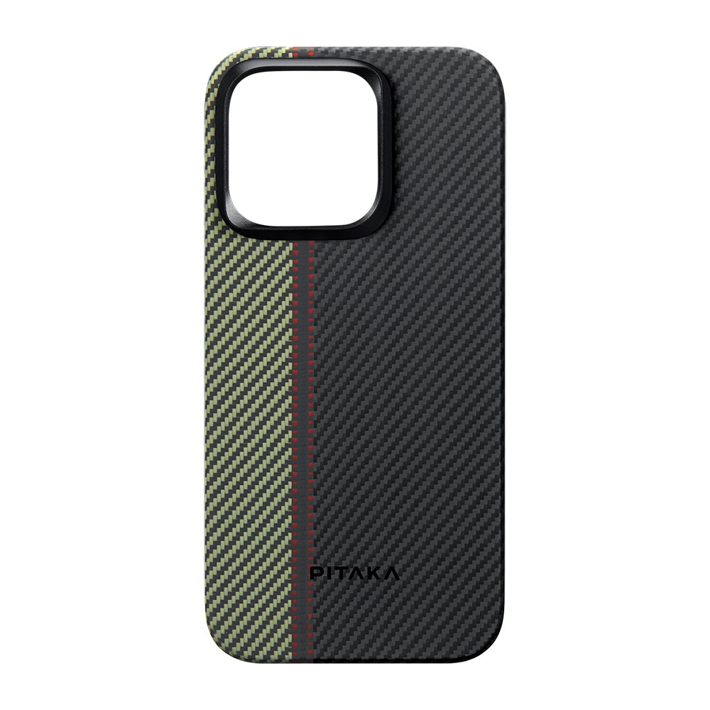 Apple iPhone 15 Pro Max Kılıf M-safe Şarj Özellikli 600D Aramid Fiber Pitaka Tactile Woven Orchestra Serisi Overture Kapak