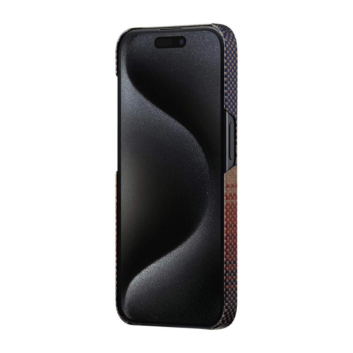 Apple iPhone 15 Pro Max Kılıf M-safe Şarj Özellikli Aramid Fiber Pitaka Tactile Woven Sunset-Moonrise Serisi Sunset Kapak