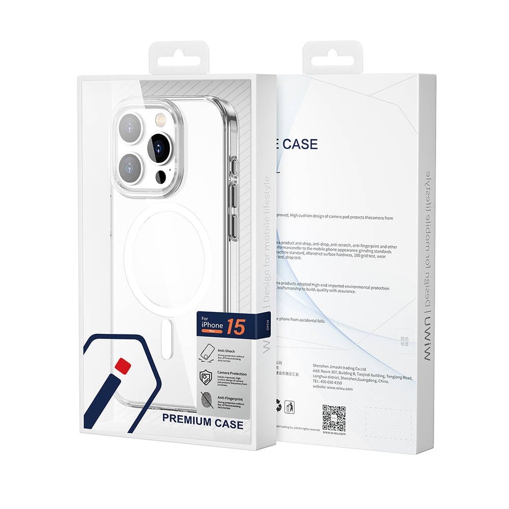 Apple iPhone 15 Pro Max Kılıf Wiwu BC-022 M-safe Şarj Özellikli Şeffaf Transparan Kapak
