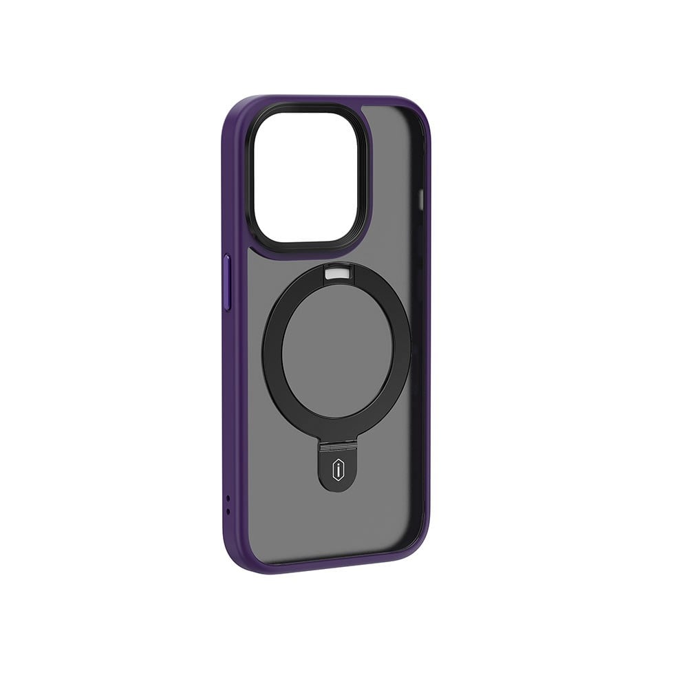 Apple iPhone 15 Pro Max Kılıf Wiwu ZMM-010 M-safe Şarj Özellikli Mat Arka Yüzey Standlı Kapak