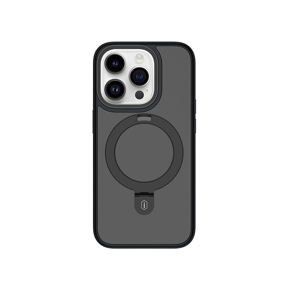 Apple iPhone 15 Pro Max Kılıf Wiwu ZMM-010 M-safe Şarj Özellikli Mat Arka Yüzey Standlı Kapak