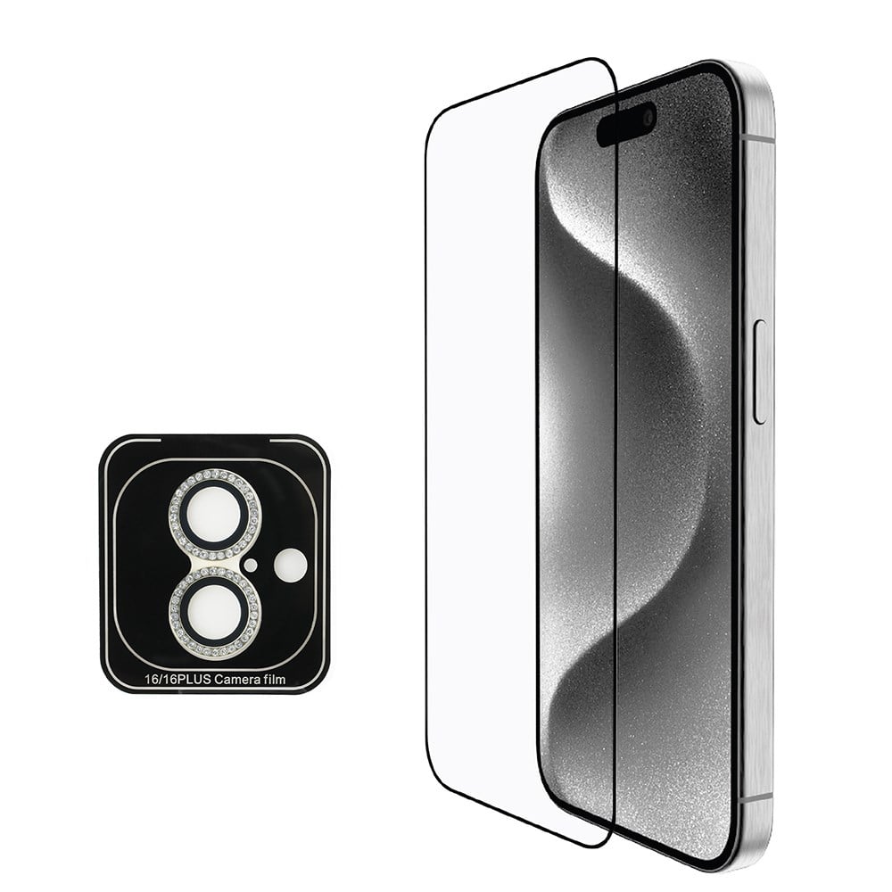 Apple iPhone 16 Guess Orjinal Lisanslı Kılıf + Ekran Koruyucu + Lens Koruyucu 3in1 Aksesuar Seti