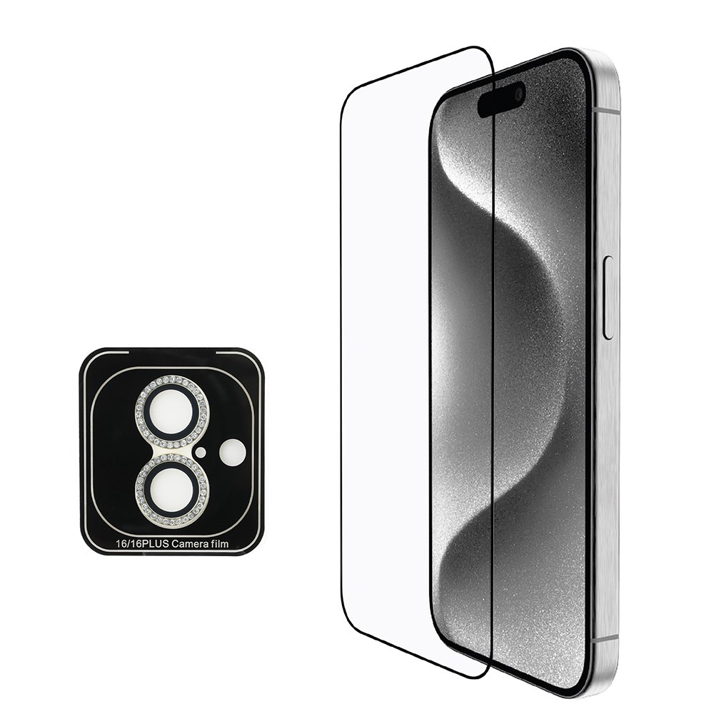 Apple iPhone 16 Guess Orjinal Lisanslı Kılıf + Ekran Koruyucu + Lens Koruyucu 3in1 Aksesuar Seti