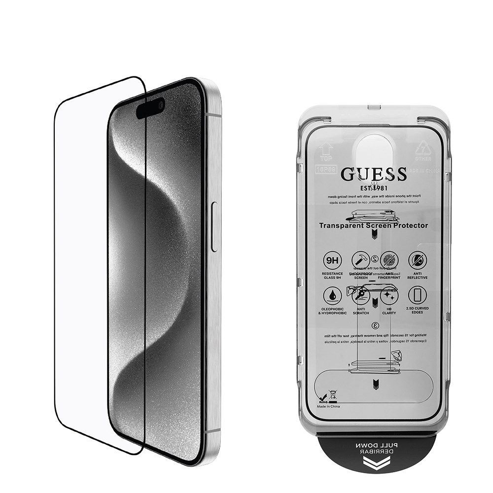 Apple iPhone 16 Guess Orjinal Lisanslı Rhinestone Ekran Koruyucu + Lens Koruyucu 2in1 Aksesuar Seti