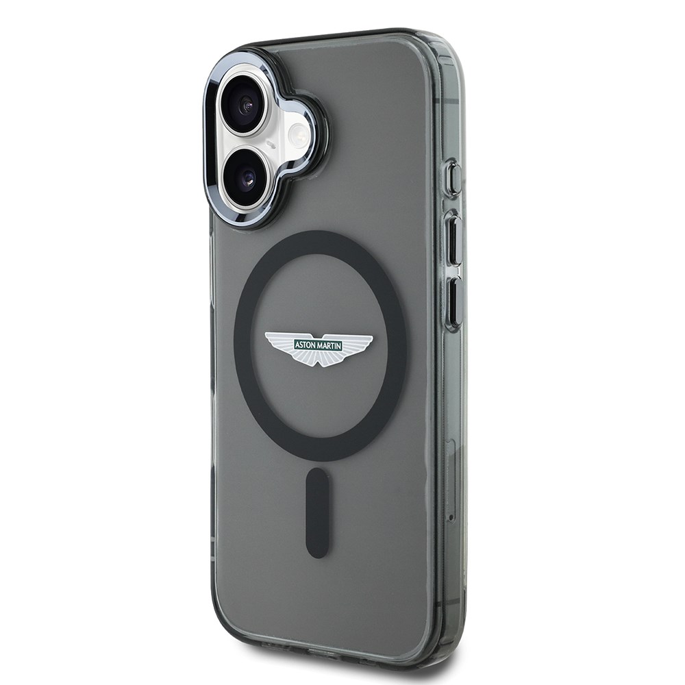 Apple iPhone 16 Kılıf Aston Martin Orjinal Lisanslı M-safe Şarj Özellikli IML Baskı Logolu Buzlu Kapak