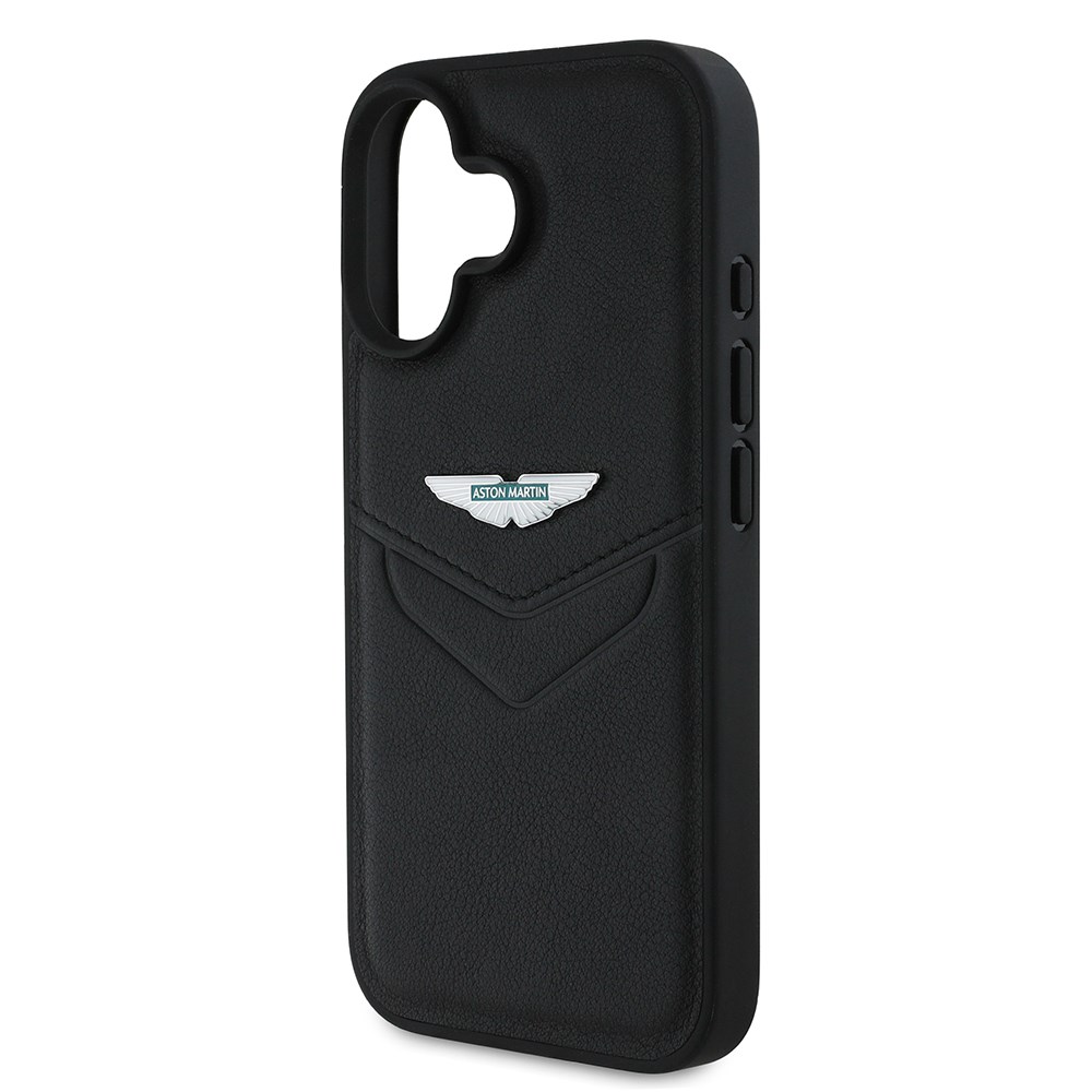 Apple iPhone 16 Kılıf Aston Martin Orjinal Lisanslı Victory Dizayn PU Deri Metal Logolu Kapak