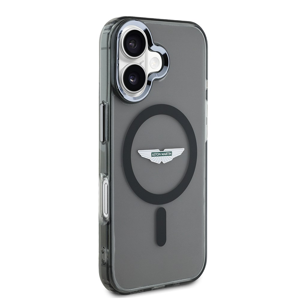 Apple iPhone 16 Kılıf Aston Martin Orjinal Lisanslı M-safe Şarj Özellikli IML Baskı Logolu Buzlu Kapak