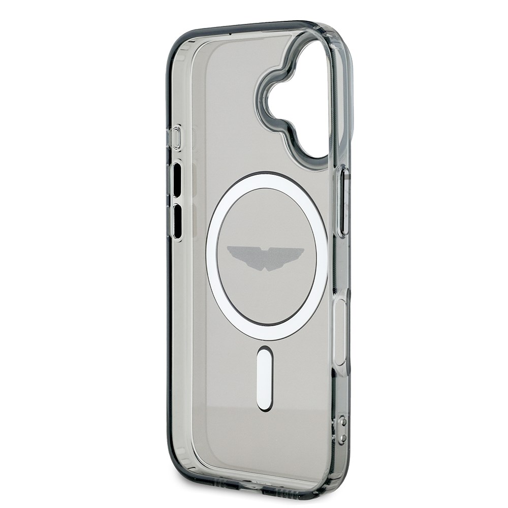 Apple iPhone 16 Kılıf Aston Martin Orjinal Lisanslı M-safe Şarj Özellikli IML Baskı Logolu Buzlu Kapak