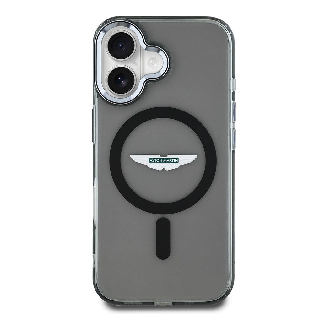 Apple iPhone 16 Kılıf Aston Martin Orjinal Lisanslı M-safe Şarj Özellikli IML Baskı Logolu Buzlu Kapak