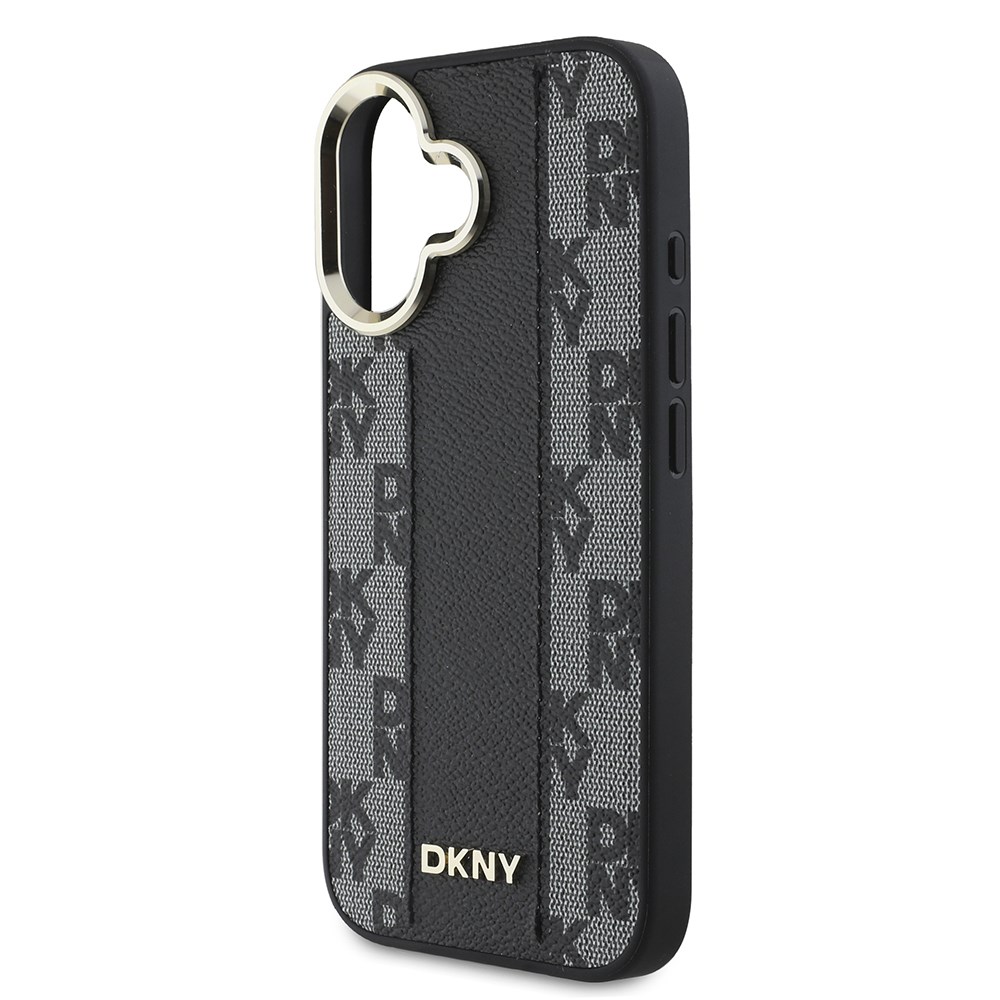 Apple iPhone 16 Kılıf DKNY Orjinal Lisanslı M-safe Şarj Özellikli 3D Yazılı Checkered Pattern Kapak