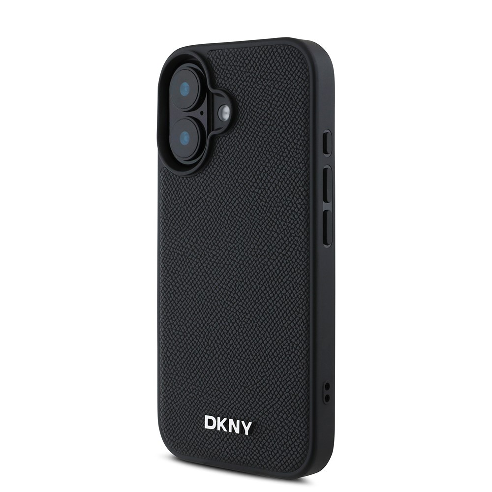 Apple iPhone 16 Kılıf DKNY Orjinal Lisanslı M-safe Şarj Özellikli Metal Logolu PU Deri Grained Kapak