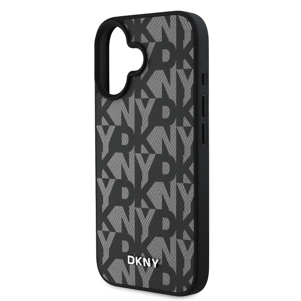 Apple iPhone 16 Kılıf DKNY Orjinal Lisanslı M-safe Şarj Özellikli 3D Yazılı Grid Pattern Kapak