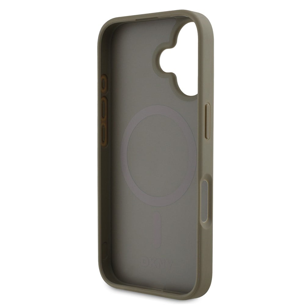 Apple iPhone 16 Kılıf DKNY Orjinal Lisanslı M-safe Şarj Özellikli 3D Yazılı Grid Pattern Kapak