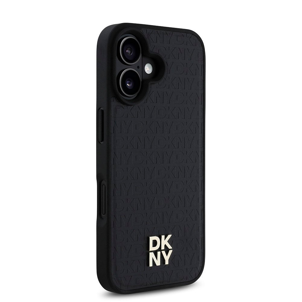 Apple iPhone 16 Kılıf DKNY Orjinal Lisanslı M-safe Şarj Özellikli 3D Yazılı Repeat Pattern Kapak