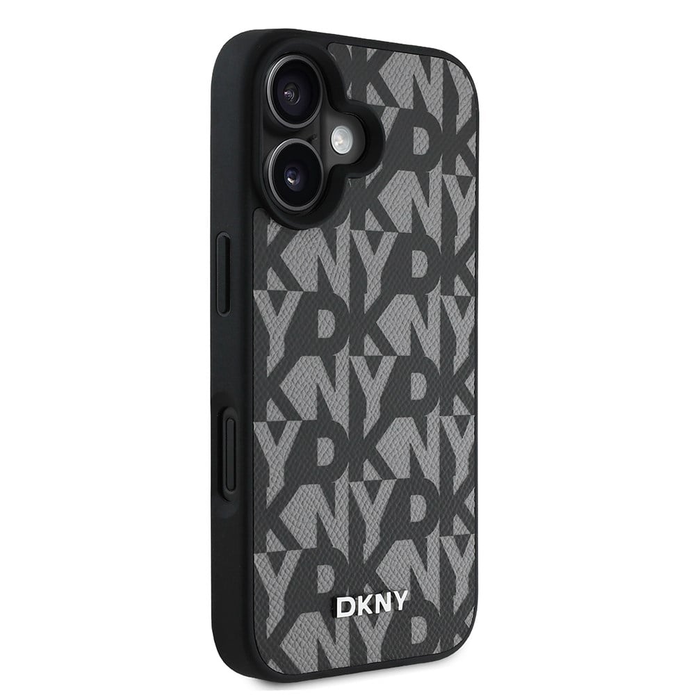 Apple iPhone 16 Kılıf DKNY Orjinal Lisanslı M-safe Şarj Özellikli 3D Yazılı Grid Pattern Kapak