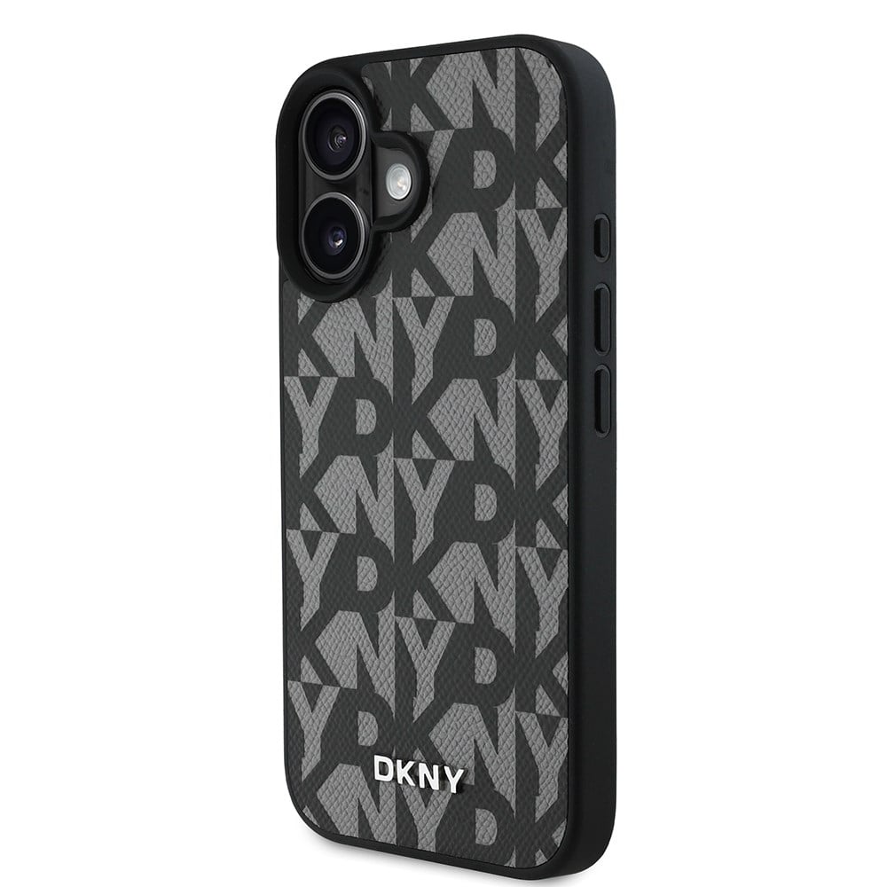 Apple iPhone 16 Kılıf DKNY Orjinal Lisanslı M-safe Şarj Özellikli 3D Yazılı Grid Pattern Kapak