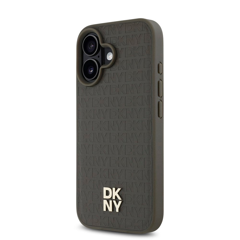 Apple iPhone 16 Kılıf DKNY Orjinal Lisanslı M-safe Şarj Özellikli 3D Yazılı Repeat Pattern Kapak