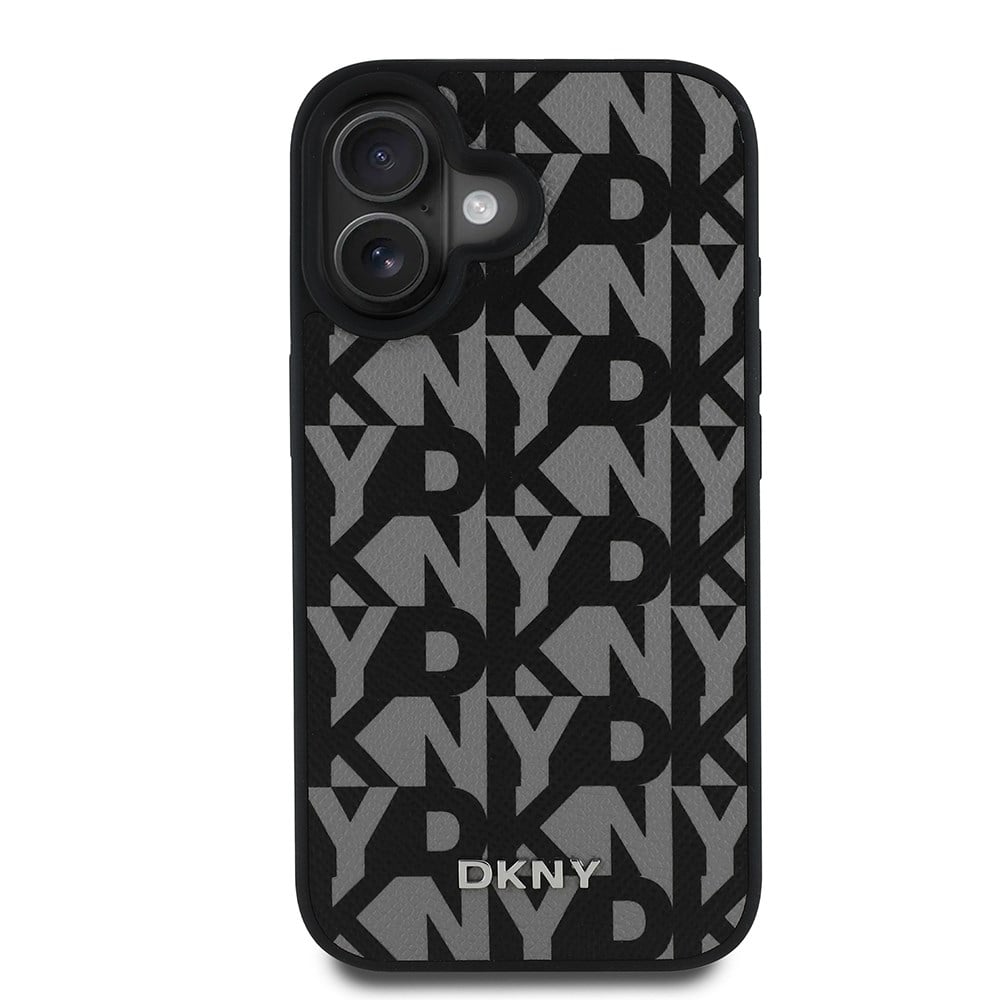 Apple iPhone 16 Kılıf DKNY Orjinal Lisanslı M-safe Şarj Özellikli 3D Yazılı Grid Pattern Kapak
