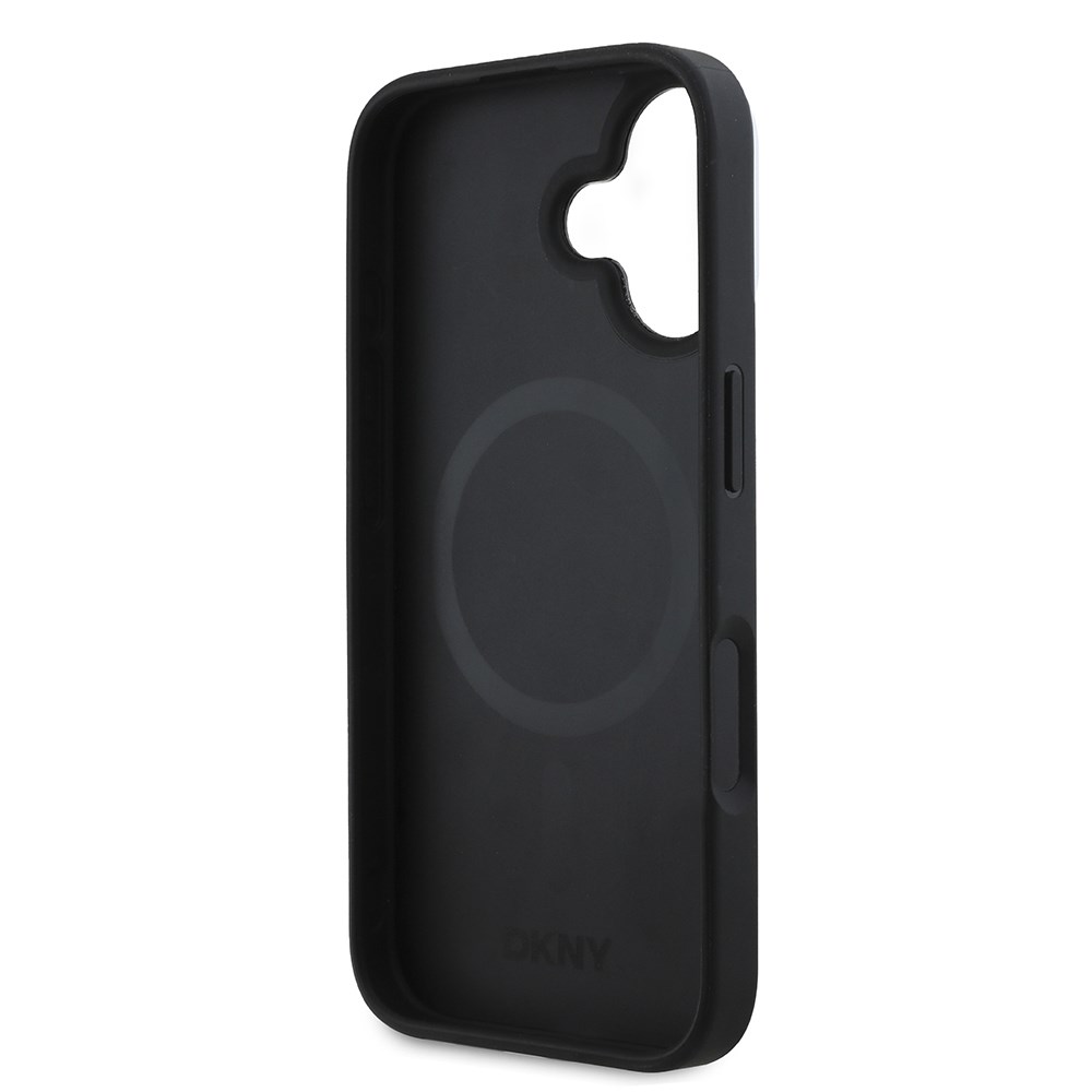 Apple iPhone 16 Kılıf DKNY Orjinal Lisanslı M-safe Şarj Özellikli 3D Yazılı Checkered Pattern Kapak