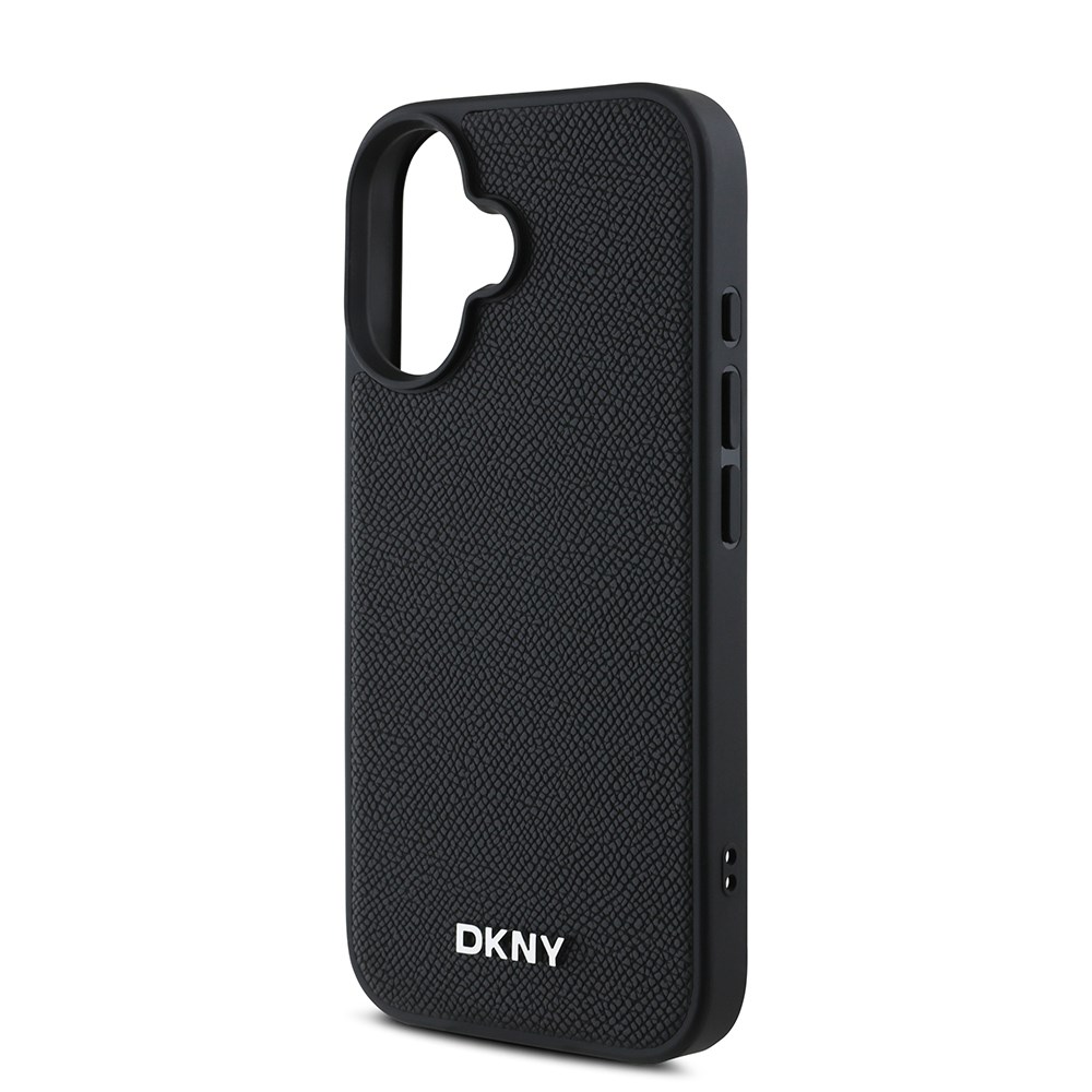 Apple iPhone 16 Kılıf DKNY Orjinal Lisanslı M-safe Şarj Özellikli Metal Logolu PU Deri Grained Kapak