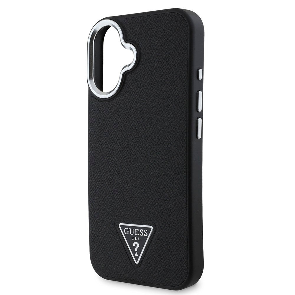 Apple iPhone 16 Kılıf Guess Orjinal Lisanslı M-safe Şarj Özellikli Grained Triangle Kapak