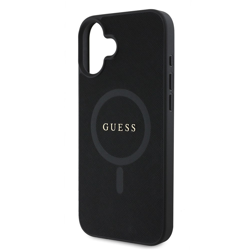 Apple iPhone 16 Kılıf Guess Orjinal Lisanslı M-safe Şarj Özellikli Yazı Logolu Saffiano Classic Kapak