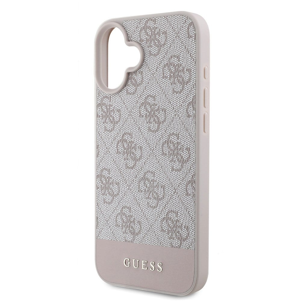 Apple iPhone 16 Kılıf Guess Orjinal Lisanslı PU Deri Şerit Logo Dizaynlı Kapak