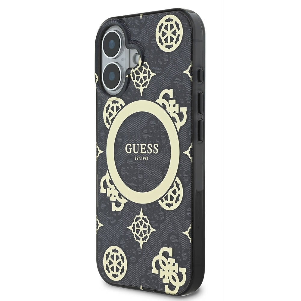 Apple iPhone 16 Kılıf Guess Orjinal Lisanslı M-safe Şarj Özellikli 4G Desenli IML Yazı Logolu Peony Kapak