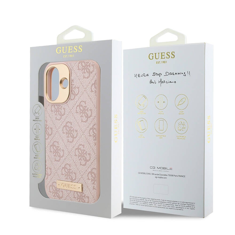 Apple iPhone 16 Kılıf Guess Orjinal Lisanslı Grained Yazı Logolu Kamera Standlı Kapak