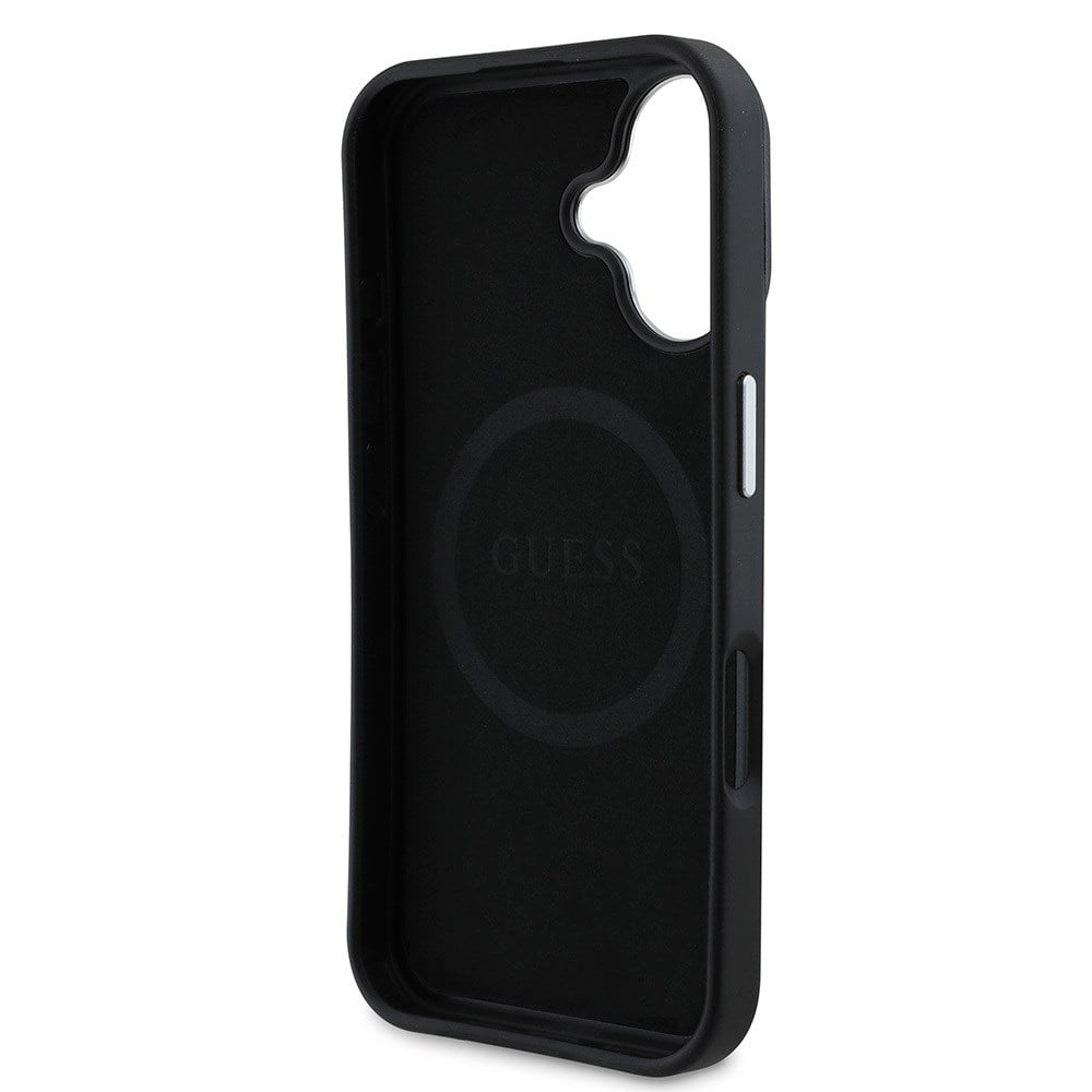Apple iPhone 16 Kılıf Guess Orjinal Lisanslı M-safe Şarj Özellikli Grained Triangle Kapak