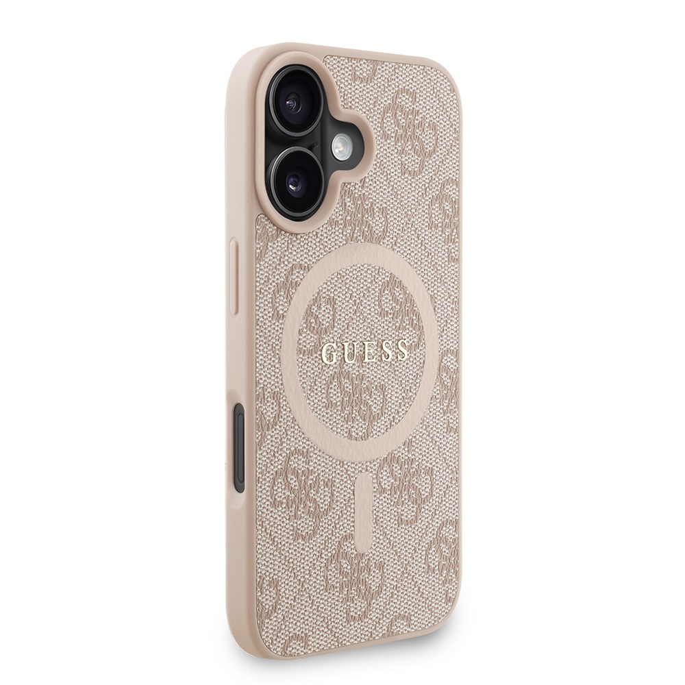 Apple iPhone 16 Kılıf Guess Orjinal Lisanslı M-safe Şarj Özellikli PU Deri Bilek Askı İpli Yazı Logolu Kapak